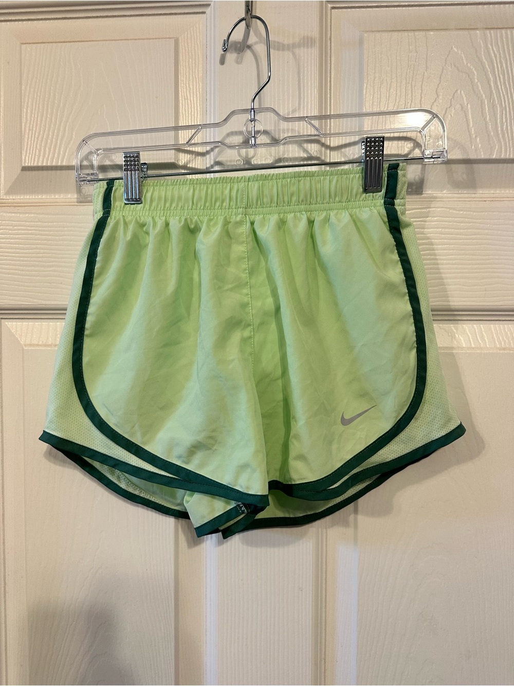 Nike Women’s Light Lime Shorts with Dark Green Trim